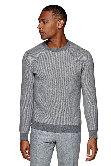 GREY RIBBED CREWNECK GREY by Suitsupply