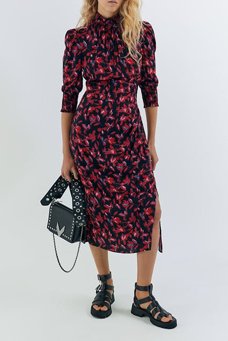 RED ROCK FLORAL PRINT DRESS WITH SMOCKED COLLAR by IKKS