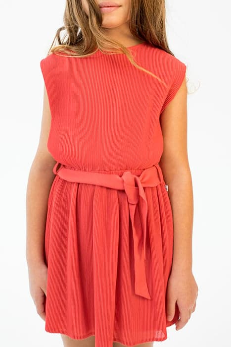 GIRLS’ RED PLEATED DRESS WITH BELT by IKKS