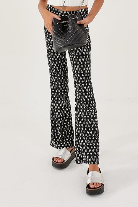 GIRLS’ BLACK GRAPHIC FLOWER PRINT FLARED TROUSERS by IKKS