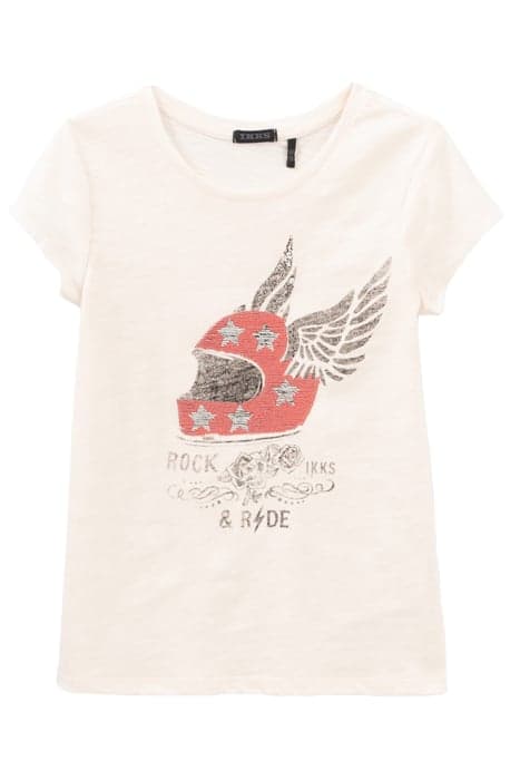 GIRLS’ WHITE REVERSIBLE SEQUIN WINGED HELMET T-SHIRT by IKKS