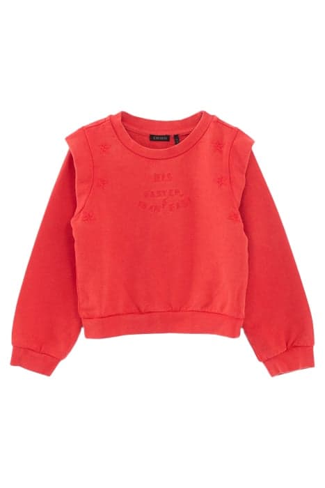 GIRLS’ RED SWEATSHIRT, EMBROIDERED STARS & SHOULDER SEAMS by IKKS