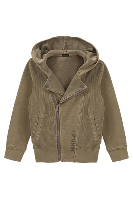 BOYS’ KHAKI TEXTURED SWEATSHIRT FABRIC CARDIGAN by IKKS