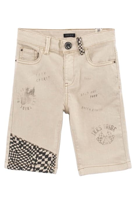 BOYS’ BEIGE DENIM BERMUDAS WITH CHECKERBOARD PANELS by IKKS