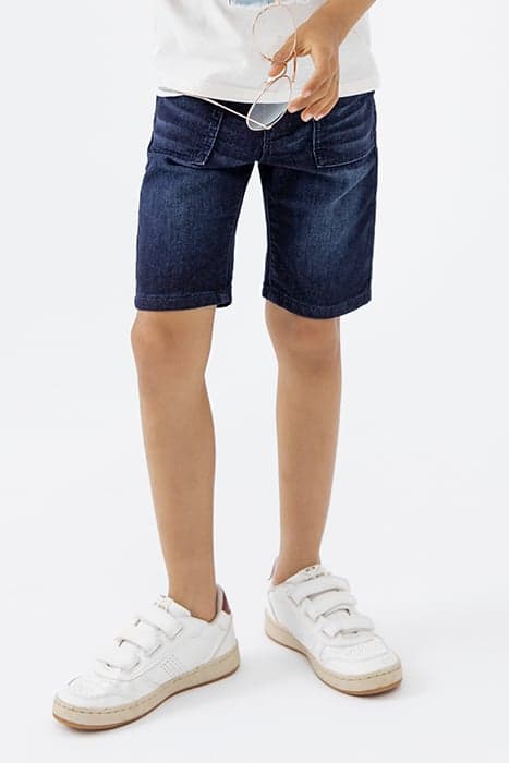 BOYS’ RAW DENIM BERMUDA SHORTS WITH SLOGAN CORDS by IKKS