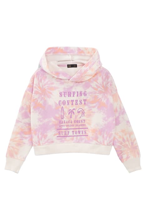 GIRLS’ WHITE TIE-DYE AND SLOGAN HOODIE by IKKS