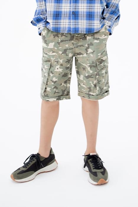 BOYS’ KHAKI PIXEL CAMOUFLAGE COMBAT BERMUDAS by IKKS