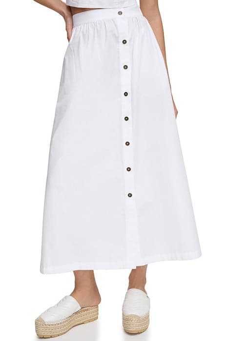 BTTN FRNT POPLIN SKR WHITE by DKNY