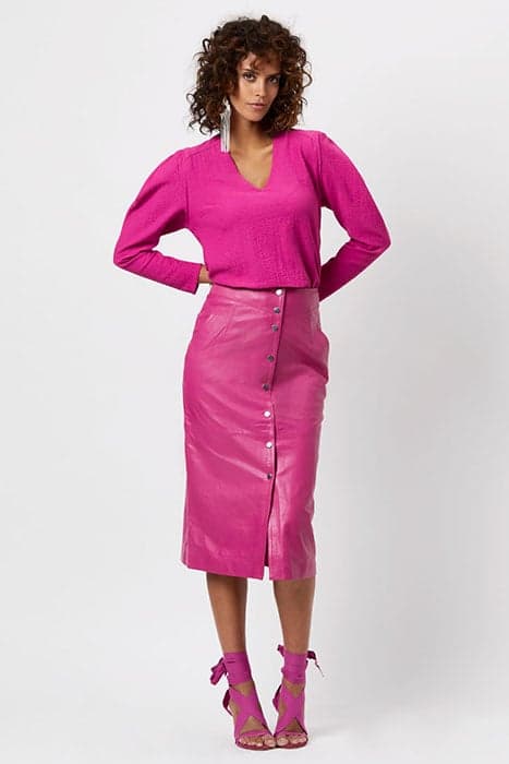 D6DAVINIA LEATHER MIDI SKIRT CASSIS PINK by Dante6