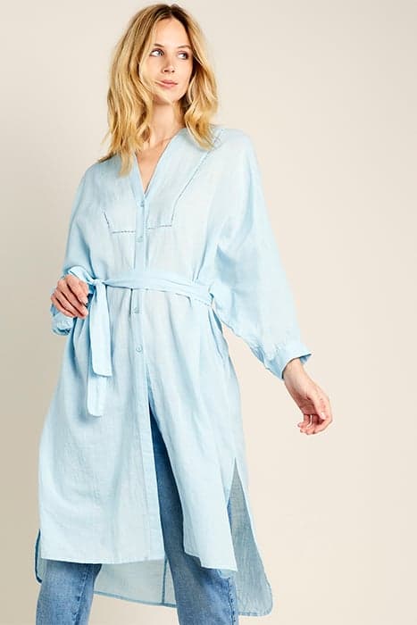 DRESS COTTON LINEN SKY BLUE by Summum Woman