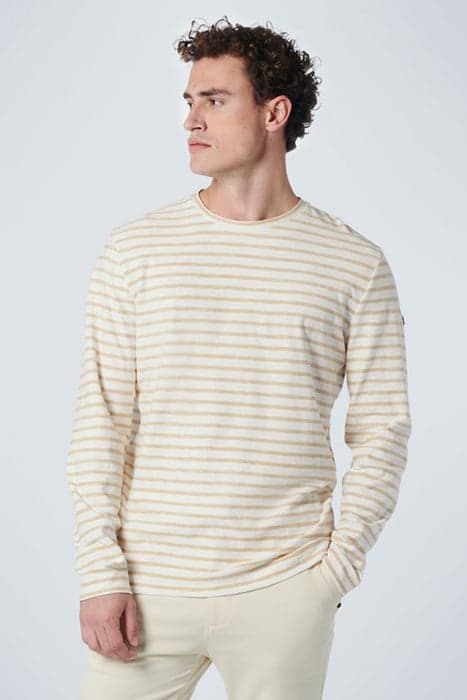 T-SHIRT LONG SLEEVE CREWNECK STRIPES SAND by No Excess