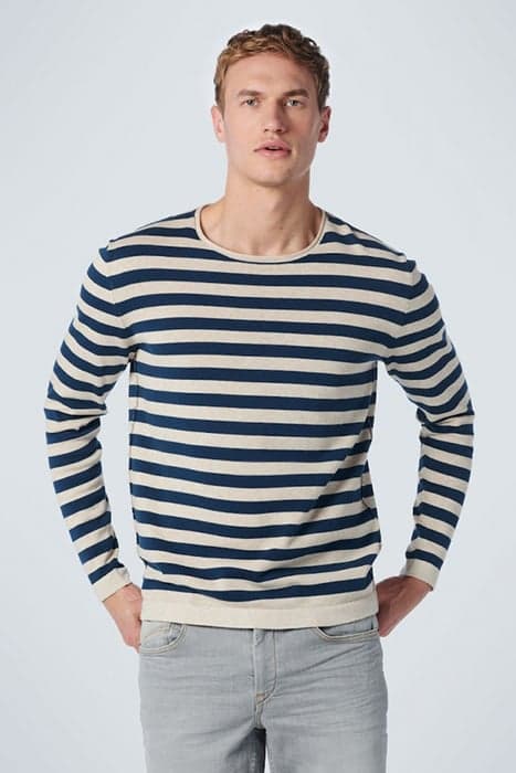 PULLOVER CREWNECK MELANGE STRIPES CARBON BLUE by No Excess