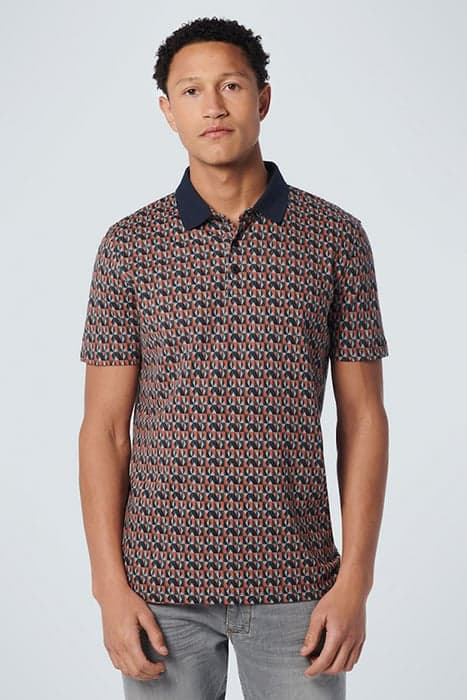 POLO PIQUE ALLOVER PRINTED STRETCH PAPAYA by No Excess