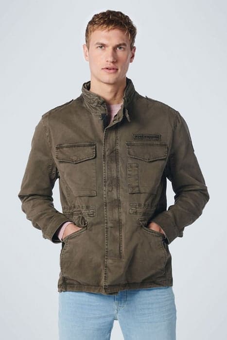 JACKET MID LONG STRETCH PEACHED GARMENT DYED ARMY by No Excess