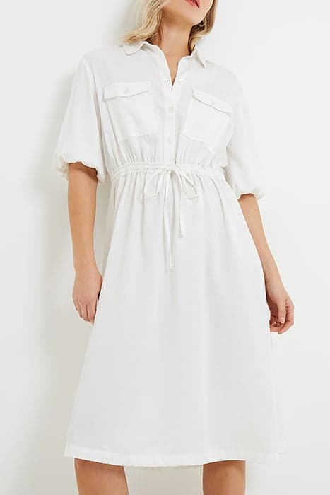 ELKIE TWILL DRAWSTRING DRESS LINEN WHITE by French Connection