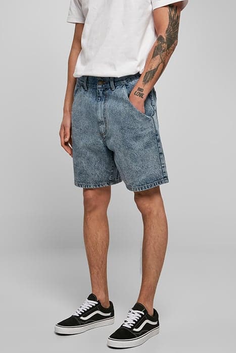 ORGANIC DENIM BERMUDA SHORTS LIGHT SKYBLUE ACID WASHED by Urban Classics