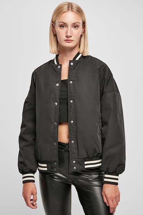 LADIES OVERSIZED RECYCLED COLLEGE JACKET BLACK by Urban Classics