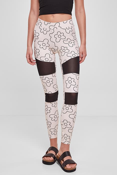 LADIES TECH MESH AOP LEGGINGS SOFTSEAGRASSFLOWER by Urban Classics