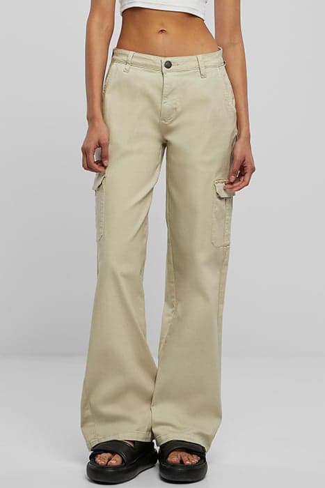 LADIES HIGH WAIST STRAIGHT DENIM CARGO PANTS OFFWHITE RAW by Urban Classics