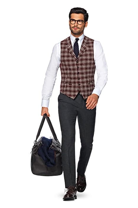 VEST-RED-CHECK RED by Suitsupply