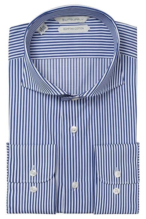 NAVY STRIPED EXTRA SLIM FIT SHIRT NAVY by Suitsupply