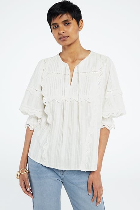 LUCIA SHORT SLEEVE TOP CREAM WHITE by Fabienne Chapot