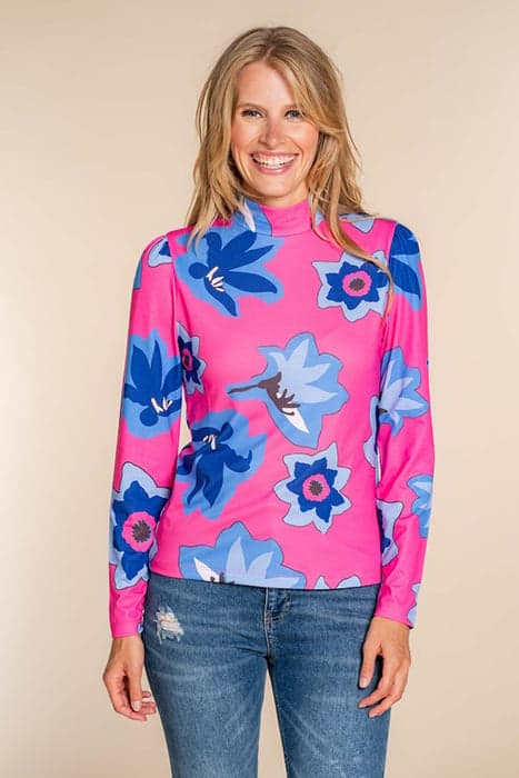 TOP AOP GATHERED NECK PINK/BLUE by Geisha