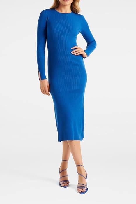 HARRIETTE RIB COLUMN KNIT DRESS INTENSE AZURE by Forever New