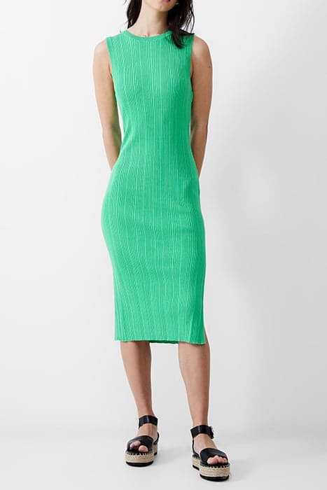 SLEEVELESS KNIT RIB DRESS MIDI POISE GREEN by French Connection