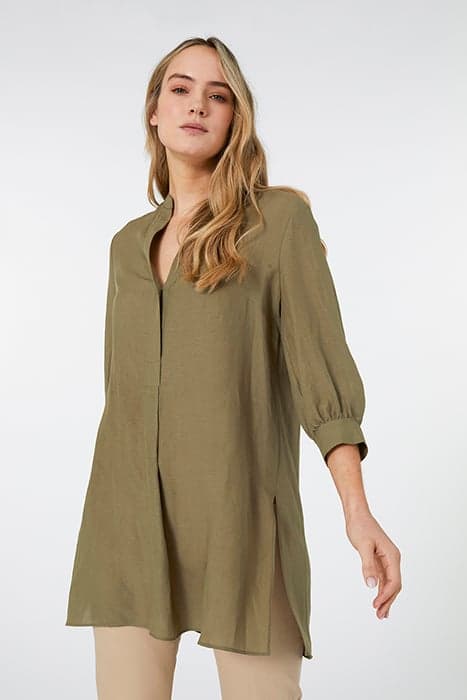 LONG LINEN AND LYOCELL BLOUSE GREEN by Elena Mirò