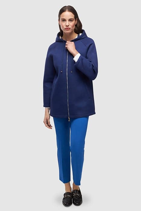 NEOPRENE PEA COAT WITH STRIPED LINING BLUE by Oltre