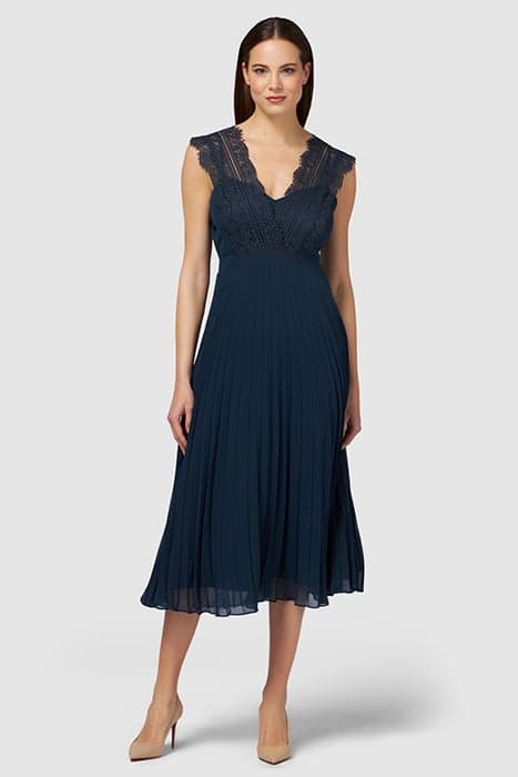 MIDI DRESS WITH LACE STRAPS BLUE by Oltre