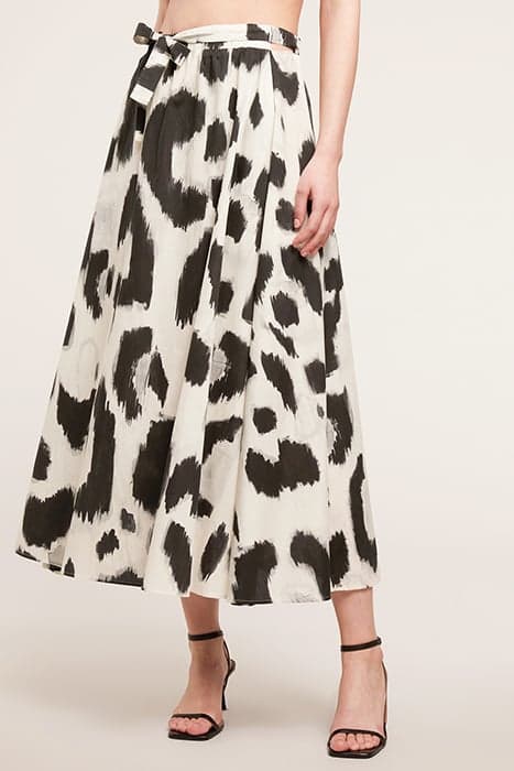 LONG ANIMAL PRINT COTTON SKIRT WHITE by Motivi