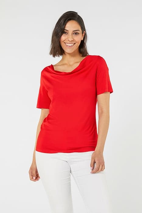 VISCOSE T-SHIRT WITH DRAPING RED by Elena Mirò