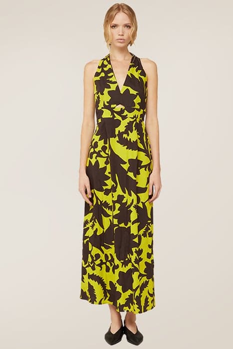 LONG DRESS WITH PATTERNED BACK NECKLINE YELLOW-FANTASY by Motivi