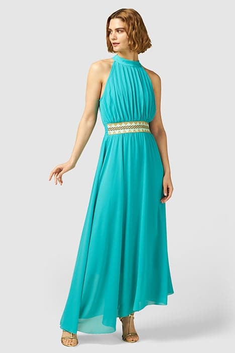 LONG DRESS WITH DETAIL AT THE WAIST LIGHT GREEN by Oltre