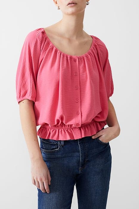 BUTTON CRINKLE PEASANT TOP CAMELLIA by French Connection