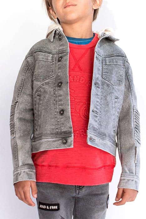 BOYS’ GREY DENIM JACKET WITH DETACHABLE HOOD by IKKS