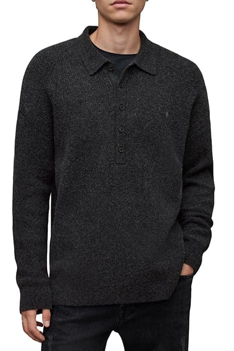 SHAPLEY LS POLO CINDER BLACK MARL by AllSaints