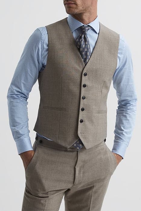 ROPE-TEXTURED WAISTCOAT LIGHT BROWN by Reiss