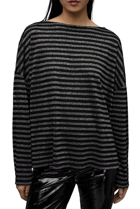 RITA STRIPE TEE BLACK/SILVER by AllSaints