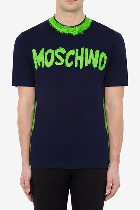 MOSCHINO PAINT ORGANIC JERSEY T-SHIRT BLUE by Moschino