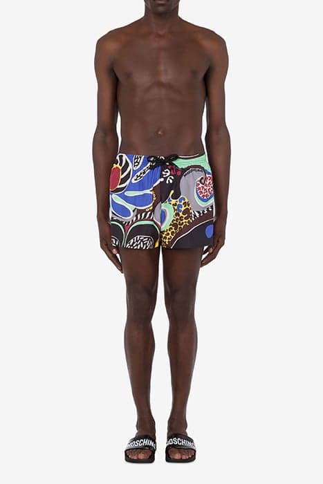 PSYCHEDELIC PRINT NYLON SWIM SHORTS MULTICOLOR by Moschino