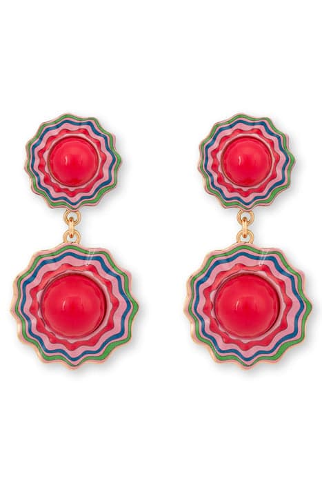 PSYCHEDELIC FLOWERS DROP EARRINGS RED by Moschino