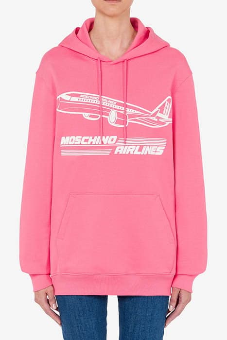 MOSCHINO AIRLINES ORGANIC COTTON SWEATSHIRT PINK by Moschino