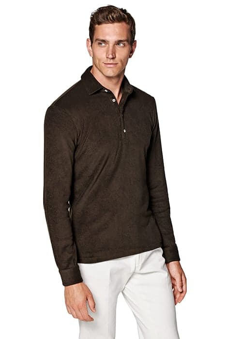 POLO LONG SLEEVE TERRY DARK BROWN DARK BROWN by Suitsupply