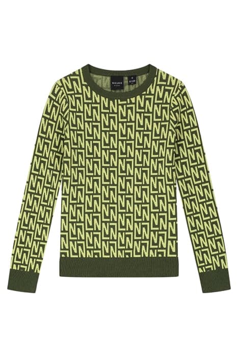 LOGO ALLOVER PULLOVER DARK GREEN/BRIGHT GREEN by NIK & NIK