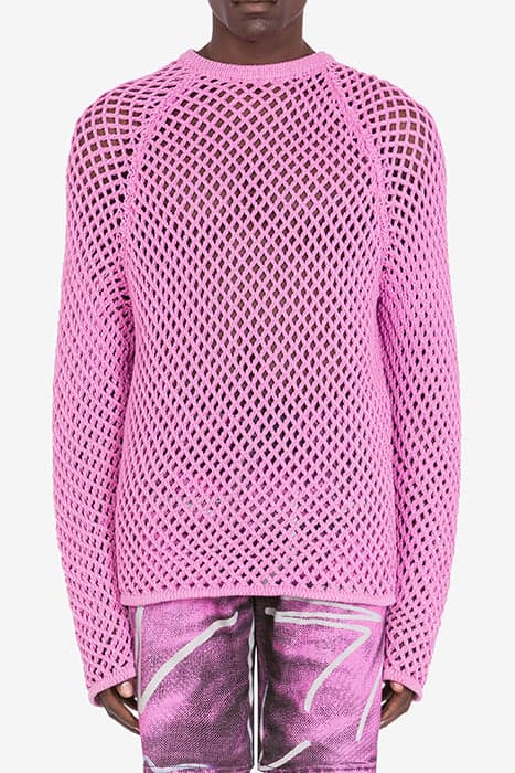 PERFORATED COTTON AND NYLON PULLOVER PINK by Moschino