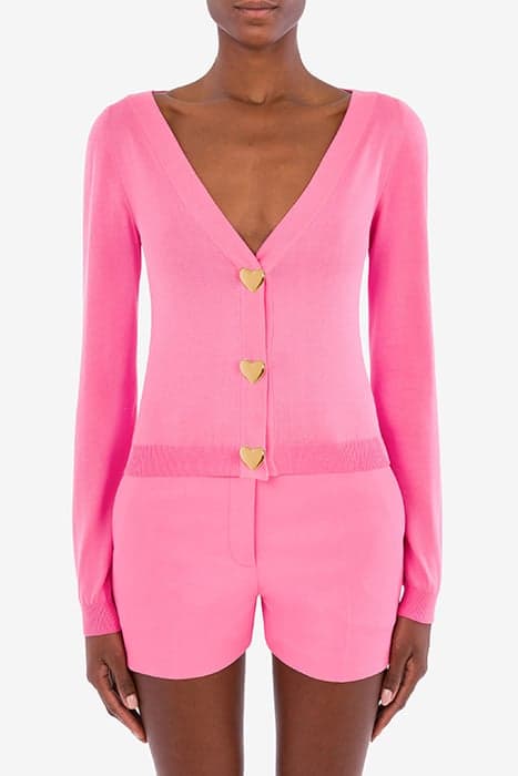 HEART BUTTONS KNITTED CARDIGAN PINK by Moschino