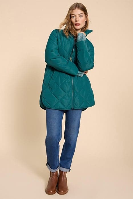 EMILIA QUILTED COAT DARK TEAL by White Stuff